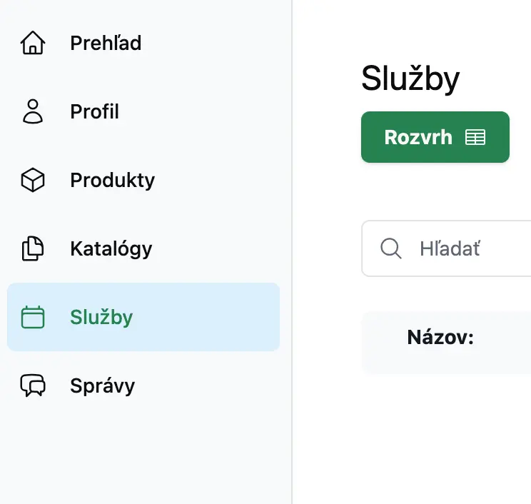 Event/service creation interface